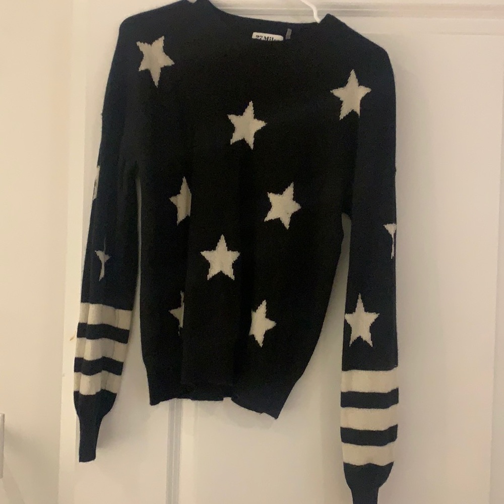 Black and white cashmere star sweater